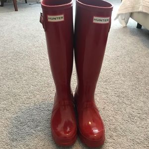 Hunter Rain Boots - Military Red Gloss